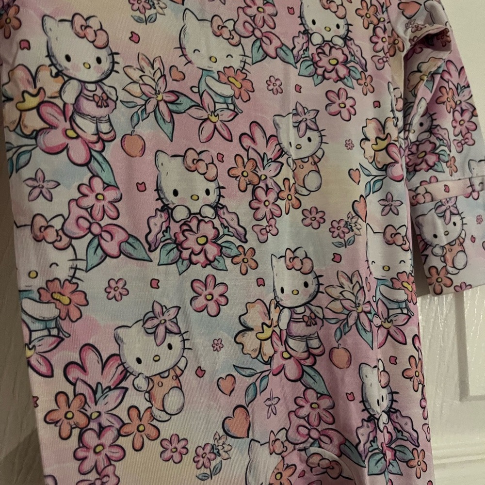 Hello Kitty Pink Floral Kids One Piece Footie - Picture 3 of 7